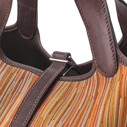 HERMES Picotan PM Handbag Vibrato × Swift Brown Silver-Tone Hardware, Pre-Owned