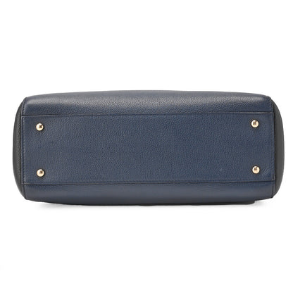 CHANEL Shoulder Bag Tote Bag Neo Executive Caviar Skin Black x Navy Gold-Tone Hardware, Pre-Owned