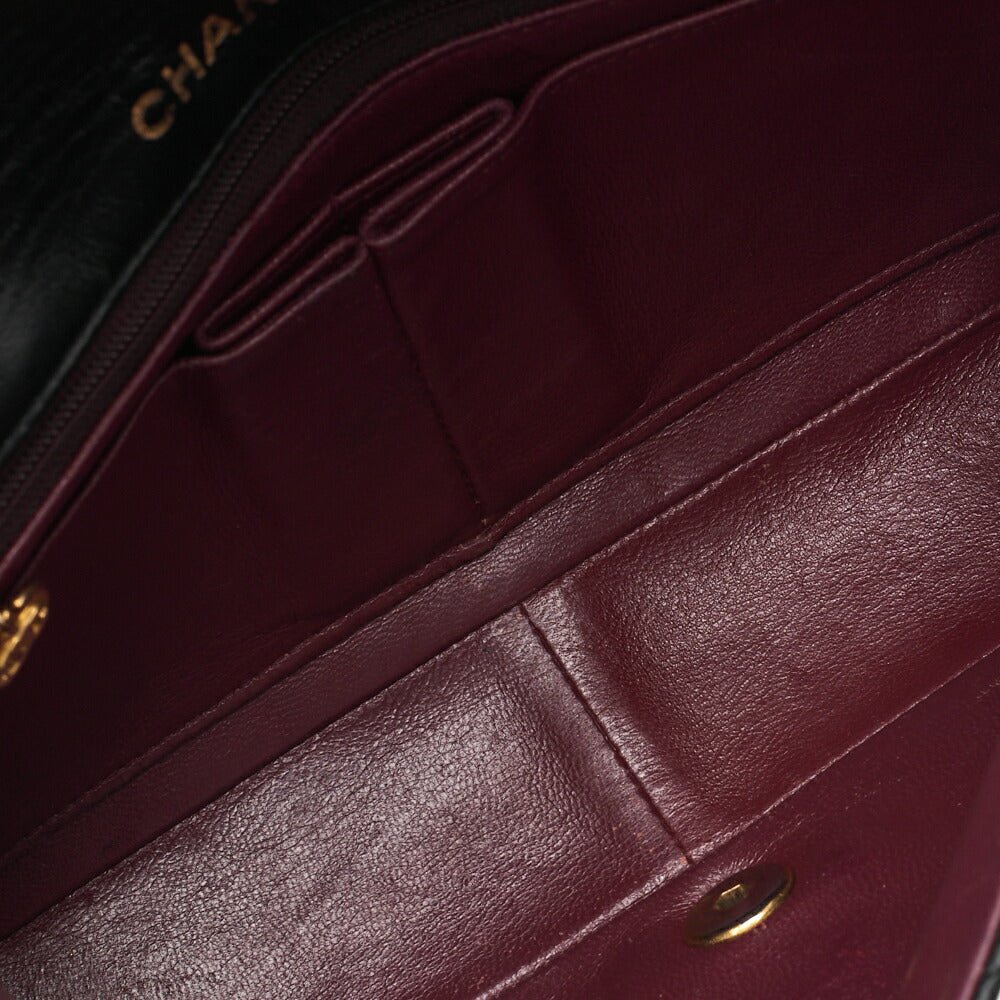 CHANEL Shoulder Bag Matelasse Lambskin Black Gold-Tone Hardware, Pre-Owned