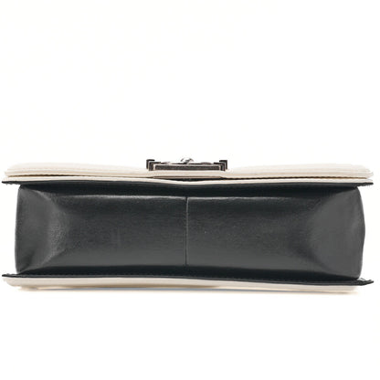 CHANEL Boy Chanel Matelasse Chain Shoulder Lambskin Black x White Silver-Tone Hardware, Pre-Owned