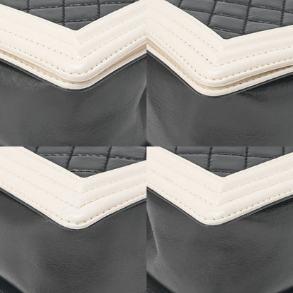 CHANEL Boy Chanel Matelasse Chain Shoulder Lambskin Black x White Silver-Tone Hardware, Pre-Owned