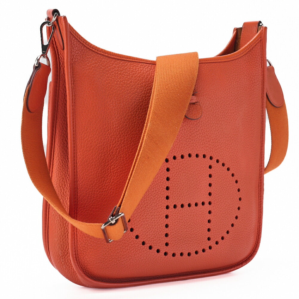 HERMES Evelyn PM 3 Trois Shoulder Bag Epson Orange Silver-Tone Hardware, Pre-Owned