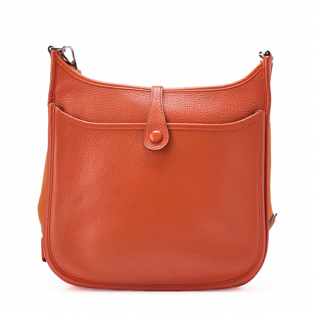HERMES Evelyn PM 3 Trois Shoulder Bag Epson Orange Silver-Tone Hardware, Pre-Owned