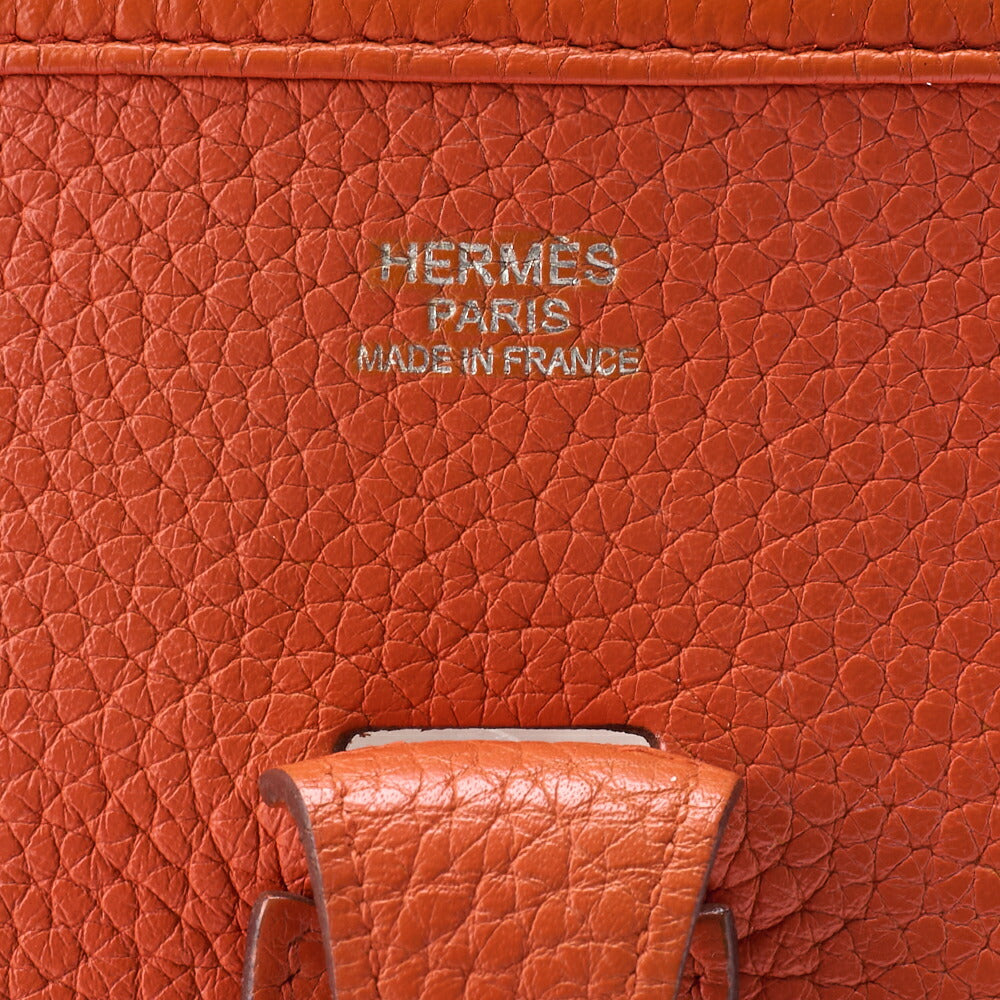 HERMES Evelyn PM 3 Trois Shoulder Bag Epson Orange Silver-Tone Hardware, Pre-Owned