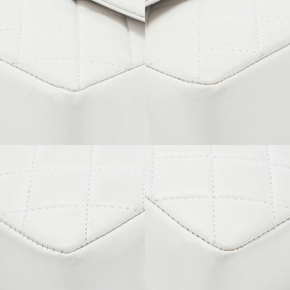 CHANEL Chain Shoulder Bag Mini Mini Matelasse Lambskin White Single Flap Turnlock Gold-Tone Hardware, Pre-Owned