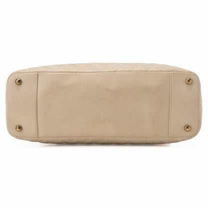 CHANEL V-Stitch Chain Shoulder Bag Sparkle Leather Ivory with Coco Charm Gold-Tone Hardware, Pre-Owned