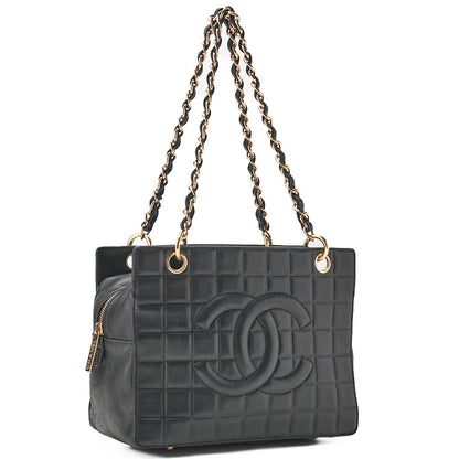 CHANEL Chanel Chocolate Bar Coco Mark Chain Shoulder Lambskin Black Gold-Tone Hardware, Pre-Owned