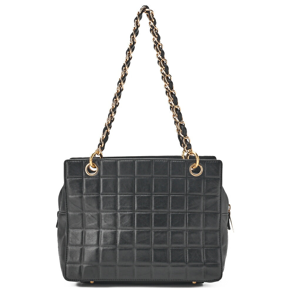 CHANEL Chanel Chocolate Bar Coco Mark Chain Shoulder Lambskin Black Gold-Tone Hardware, Pre-Owned