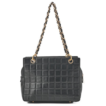 CHANEL Chanel Chocolate Bar Coco Mark Chain Shoulder Lambskin Black Gold-Tone Hardware, Pre-Owned