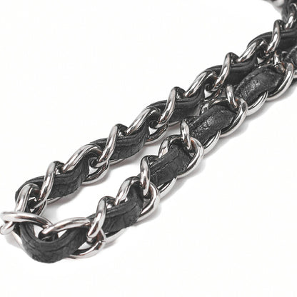 CHANEL Chocolate Bar 2.55 Turnlock Chain Shoulder Lambskin x Tweed Black Silver-Tone Hardware, Pre-Owned