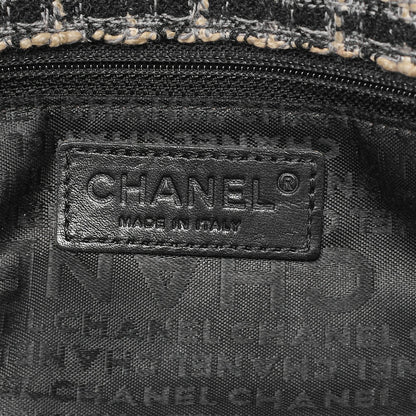CHANEL Chocolate Bar 2.55 Turnlock Chain Shoulder Lambskin x Tweed Black Silver-Tone Hardware, Pre-Owned