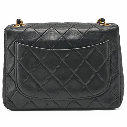 CHANEL Chain Shoulder Bag Mini Matelasse 18cm Lambskin Black Single Flap Turnlock Gold-Tone Hardware, Pre-Owned
