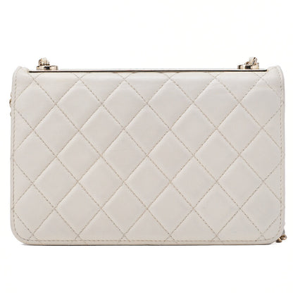 CHANEL Chain Wallet Trend CC Matelasse Lambskin White Gold-Tone Hardware, Pre-Owned