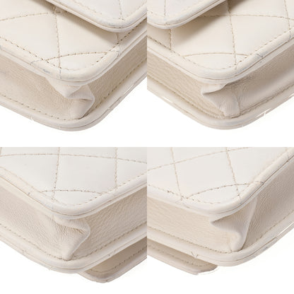CHANEL Chain Wallet Trend CC Matelasse Lambskin White Gold-Tone Hardware, Pre-Owned