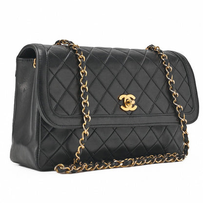 CHANEL Shoulder Bag Matelasse Design Flap Chain Shoulder Lambskin Black Gold-Tone Hardware, Pre-Owned
