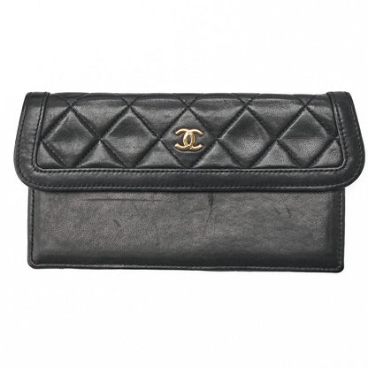 CHANEL Shoulder Bag Matelasse Design Flap Chain Shoulder Lambskin Black Gold-Tone Hardware, Pre-Owned