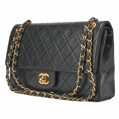CHANEL Matelasse Turnlock Straight Flap Chain Shoulder Lambskin Black Gold-Tone Hardware, Pre-Owned
