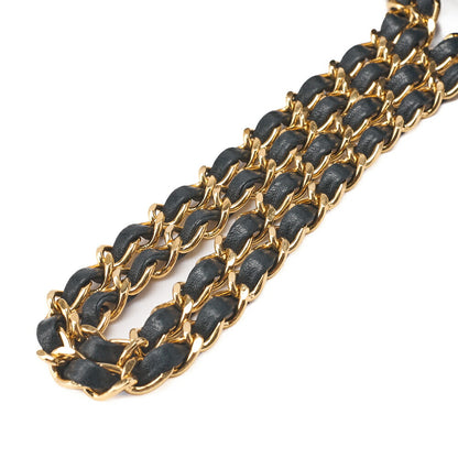 CHANEL Matelasse Double Flap Square Chain Shoulder Bag Lambskin Black Gold-Tone Hardware, Pre-Owned