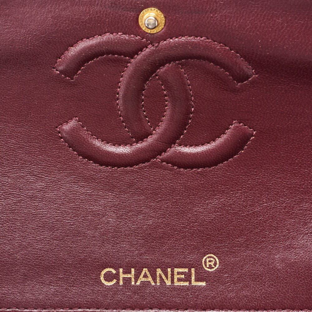 CHANEL Matelasse Double Flap Square Chain Shoulder Bag Lambskin Black Gold-Tone Hardware, Pre-Owned