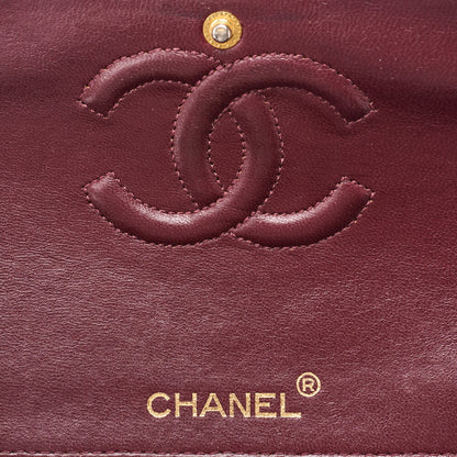 CHANEL Matelasse Double Flap Square Chain Shoulder Bag Lambskin Black Gold-Tone Hardware, Pre-Owned