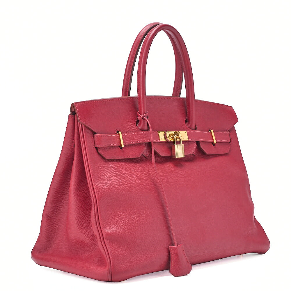 HERMES Birkin 35 Handbag Epson Rouge Casaque Gold-Tone Hardware, Pre-Owned
