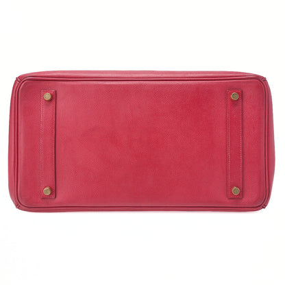 HERMES Birkin 35 Handbag Epson Rouge Casaque Gold-Tone Hardware, Pre-Owned