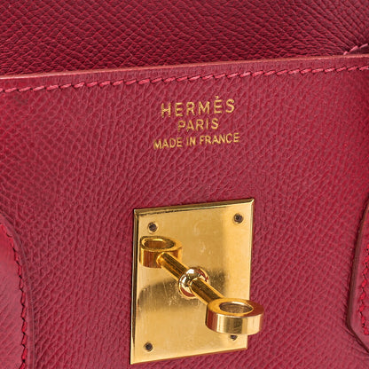 HERMES Birkin 35 Handbag Epson Rouge Casaque Gold-Tone Hardware, Pre-Owned