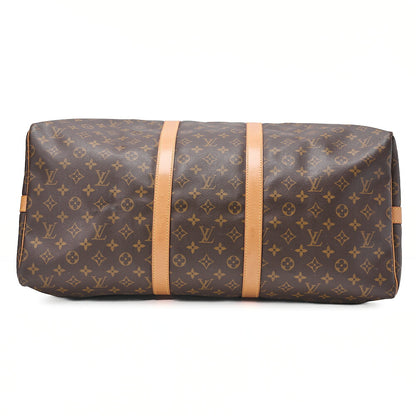 LOUIS VUITTON Louis Vuitton Monogram Keepol Handbag 55 Boston Bag Brown Gold-Tone Hardware, Pre-Owned