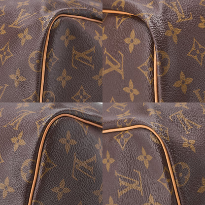 LOUIS VUITTON Louis Vuitton Monogram Keepol Handbag 55 Boston Bag Brown Gold-Tone Hardware, Pre-Owned