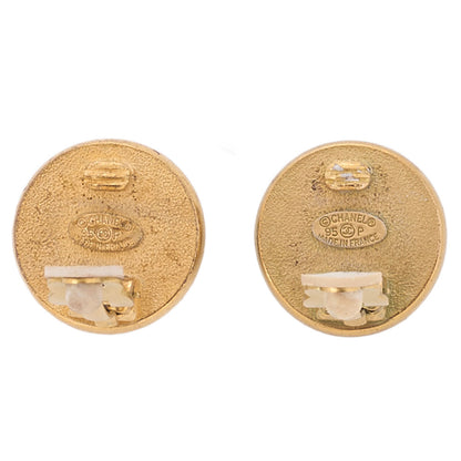 CHANEL Logomark Faux Pearl Earrings GP Gold Gold-Tone Hardware, Pre-Owned