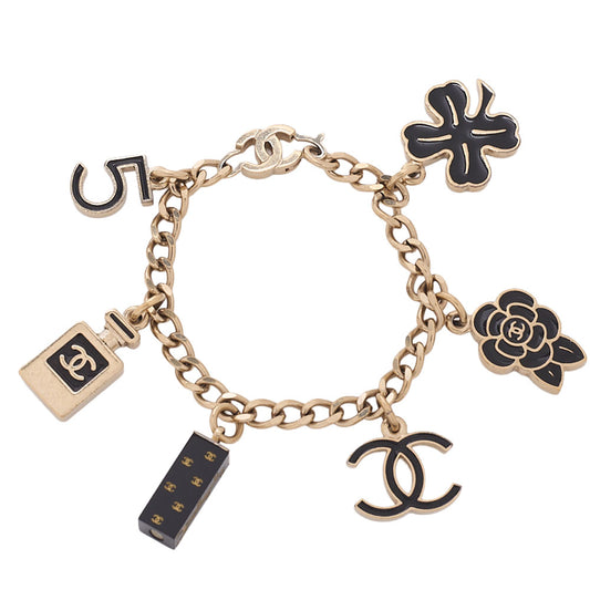 CHANEL Chanel Icon 05C Bracelet Gold x Black GP Gold-Tone Hardware, Pre-Owned