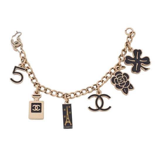 CHANEL Chanel Icon 05C Bracelet Gold x Black GP Gold-Tone Hardware, Pre-Owned