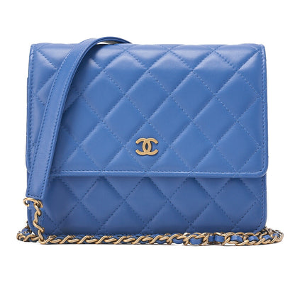 CHANEL Matrasse Chain Wallet Lambskin Navy Gold-Tone Hardware, Pre-Owned