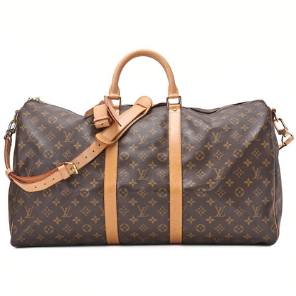 LOUIS VUITTON Louis Vuitton Monogram Keepol Handbag 55 Boston Bag Brown Gold-Tone Hardware, Pre-Owned