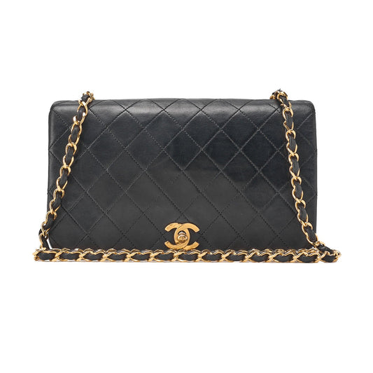 CHANEL Shoulder Bag Matelasse Lambskin Black Gold-Tone Hardware, Pre-Owned