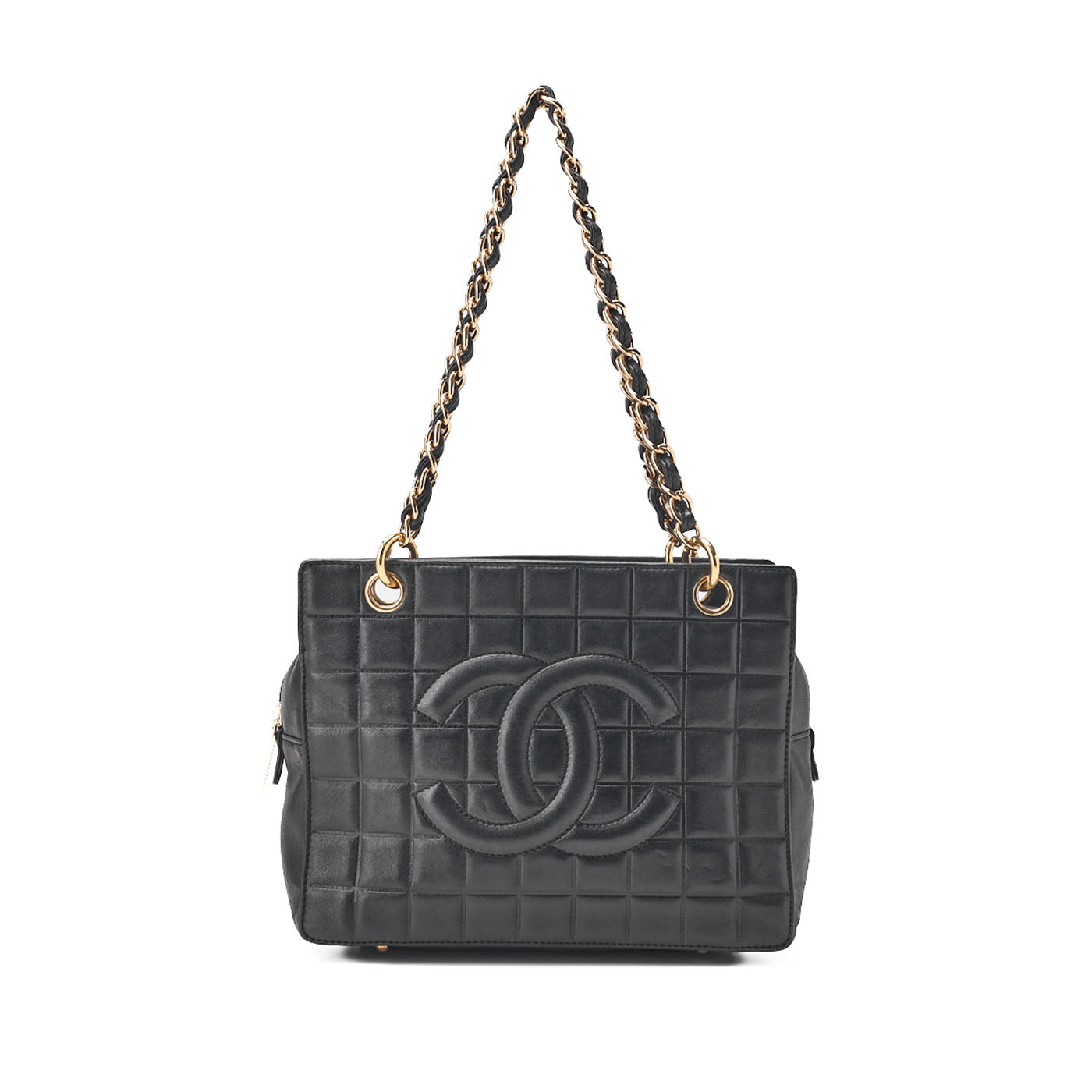 CHANEL Chanel Chocolate Bar Coco Mark Chain Shoulder Lambskin Black Gold-Tone Hardware, Pre-Owned