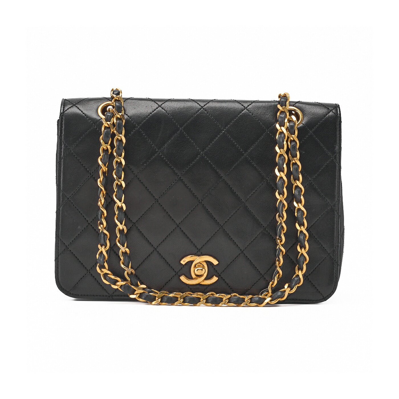 CHANEL Shoulder Bag Matelasse Lambskin Black Gold-Tone Hardware, Pre-Owned
