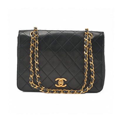 CHANEL Shoulder Bag Matelasse Lambskin Black Gold-Tone Hardware, Pre-Owned