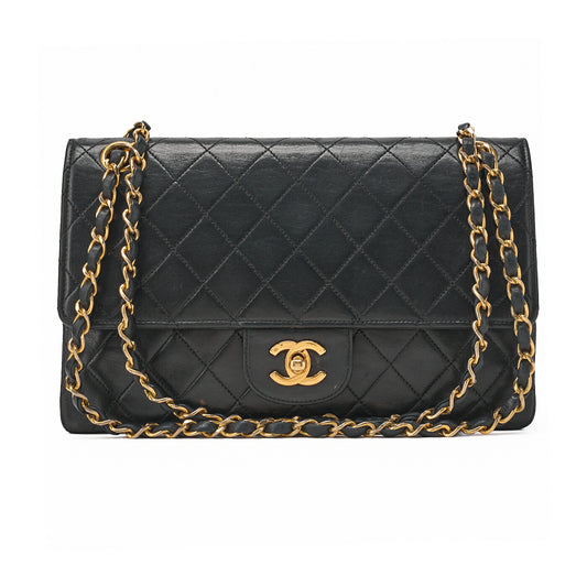 CHANEL Matelasse Turnlock Straight Flap Chain Shoulder Lambskin Black Gold-Tone Hardware, Pre-Owned