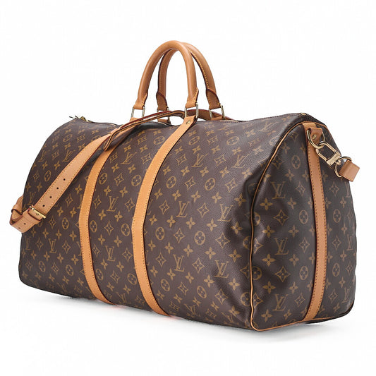 LOUIS VUITTON Louis Vuitton Monogram Keepol Bandouliere 55 Boston Bag Brown Gold-Tone Hardware, Pre-Owned
