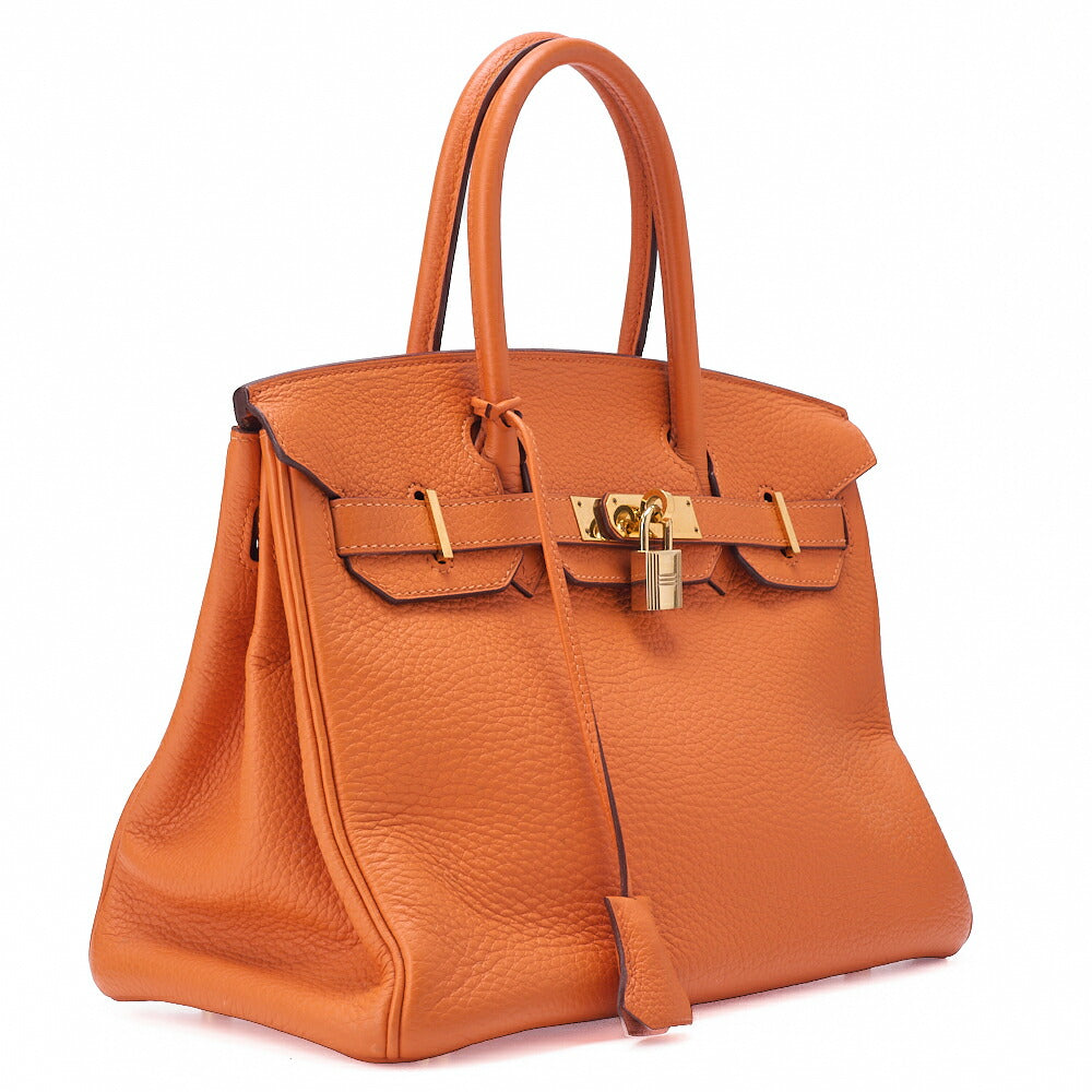 HERMES Birkin 35 Handbag Togo Orange Gold-Tone Hardware, Pre-Owned