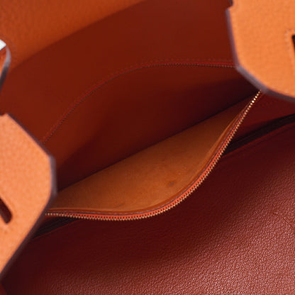 HERMES Birkin 35 Handbag Togo Orange Gold-Tone Hardware, Pre-Owned