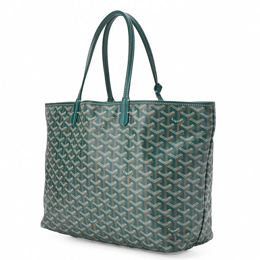 GOYARD Saint Louis PM Tote Bag Coated Canvas Green Silver-Tone Hardware, Pre-Owned