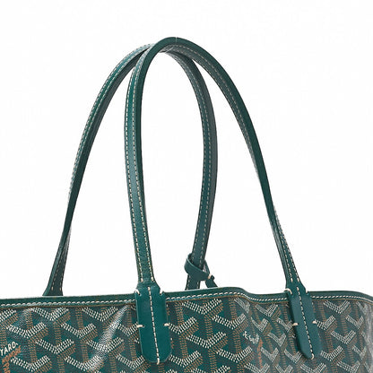 GOYARD Saint Louis PM Tote Bag Coated Canvas Green Silver-Tone Hardware, Pre-Owned