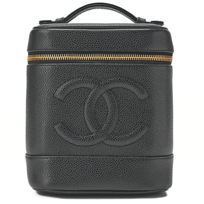 CHANEL Cocomark Vanity Handbag Caviar Skin Black Gold-Tone Hardware, Pre-Owned