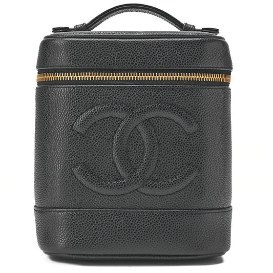 CHANEL Cocomark Vanity Handbag Caviar Skin Black Gold-Tone Hardware, Pre-Owned