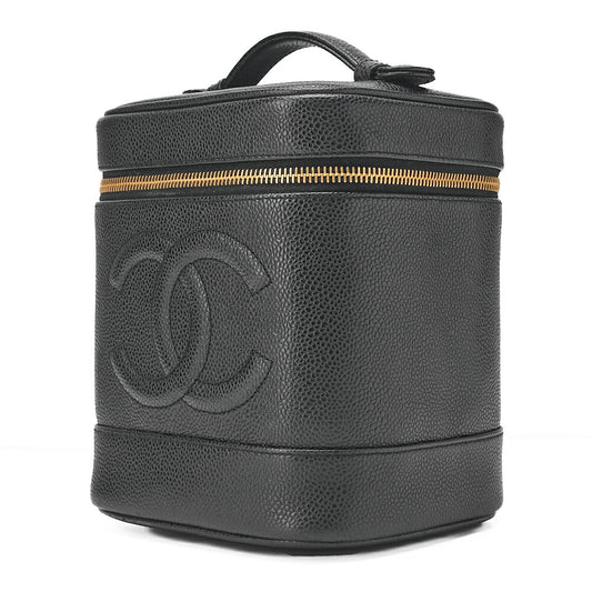 CHANEL Cocomark Vanity Handbag Caviar Skin Black Gold-Tone Hardware, Pre-Owned
