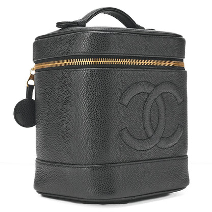 CHANEL Cocomark Vanity Handbag Caviar Skin Black Gold-Tone Hardware, Pre-Owned