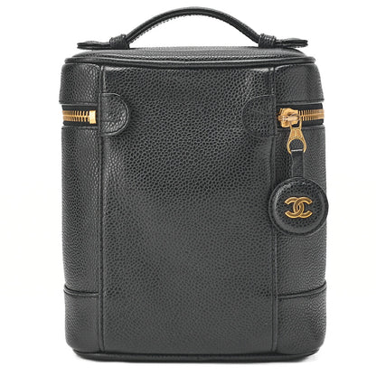 CHANEL Cocomark Vanity Handbag Caviar Skin Black Gold-Tone Hardware, Pre-Owned