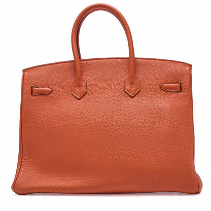 HERMES Birkin 30 Handbag Tryon Clemence Orange Gold-Tone Hardware, Pre-Owned